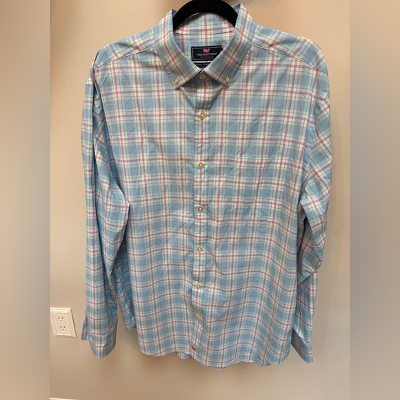Vineyard Vines Performance Classic Fit Murray Men’s Shirt in Pastel Plaid - Picture 1 of 9